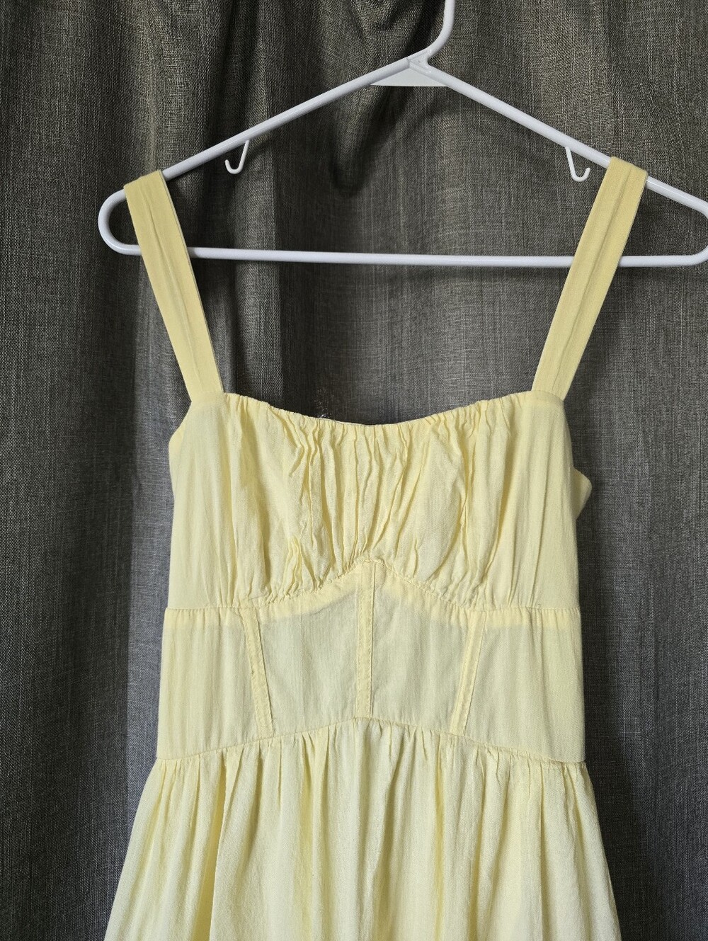 Trixxi Butter Yellow Cottagecore Tie Back Embroidered Midi Dress Size M - Picture 2 of 6